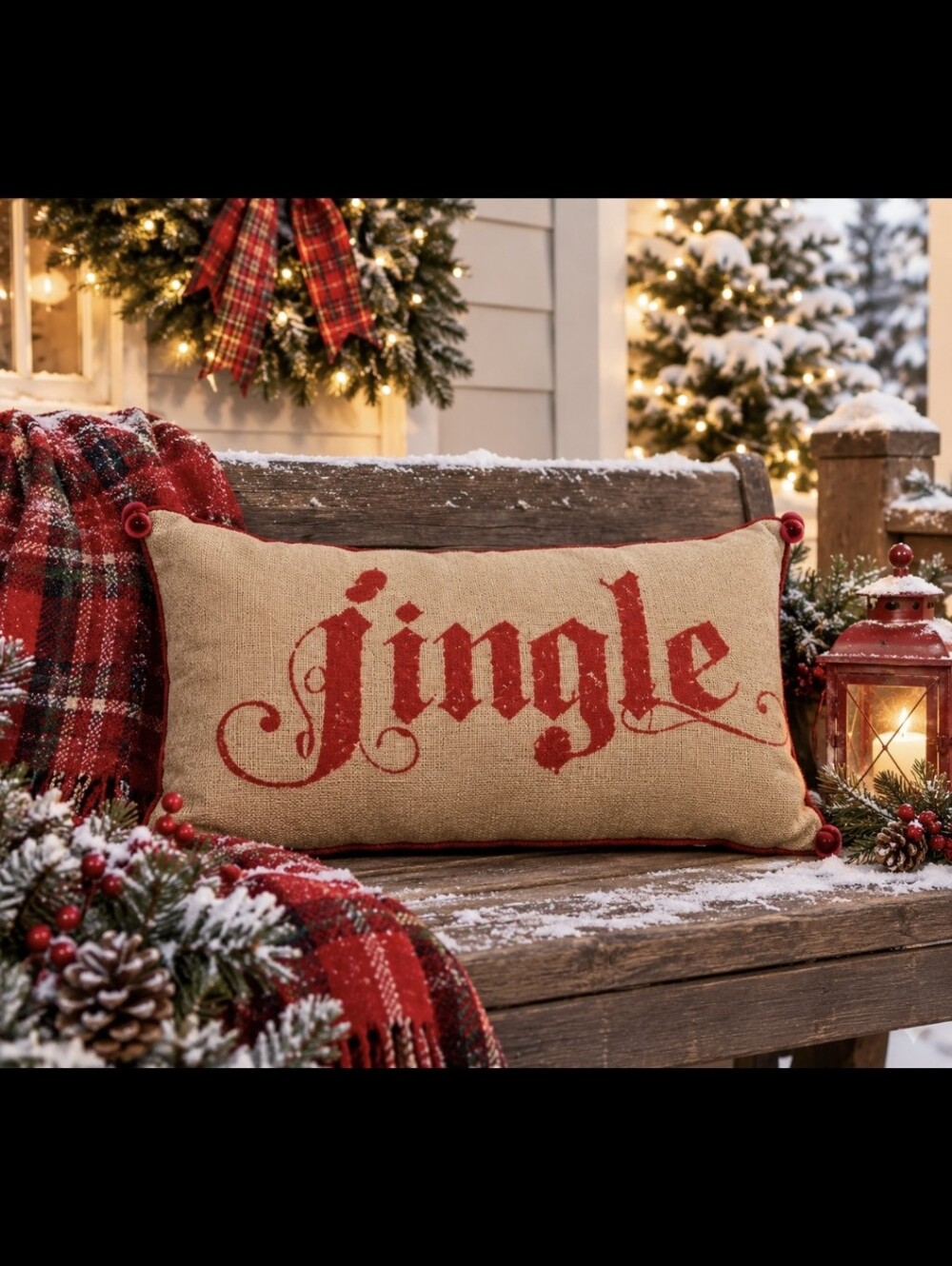 🔔 POTTERY BARN CHRISTMAS "JINGLE" LUMBAR PILLOW